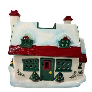 SPODE Christmas Tree Ceramic Cottage  Votive Candle Holder Holiday Decor
